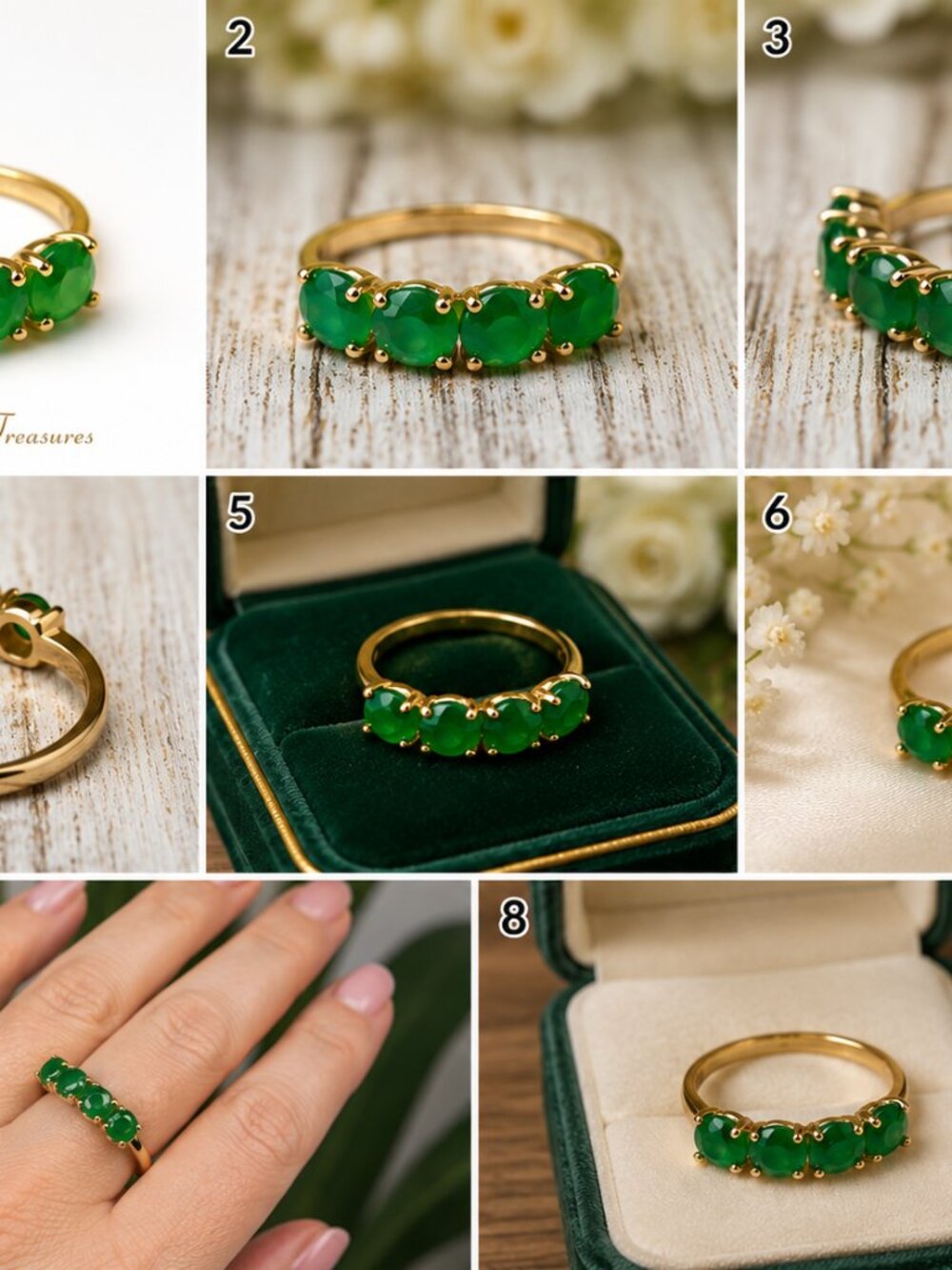 Ring-44--Gold Tone Green CZ Fashion Cocktail Ring Size 9